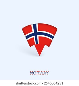 Diseño de puntero de mapa de bandera de Noruega con sombra. Ilustrador de Vector.