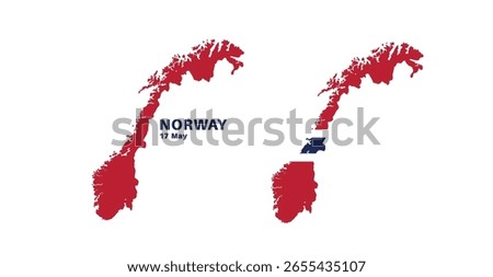 norway flag and map set. norway flag in official colors and proportions., map