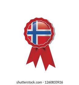 Norway flag medal vector design.  Realistic 3D red color