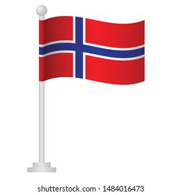 Norway  flag. National flag of Norway on pole vector 