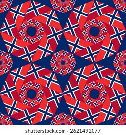 norway flag octagon pattern. geometric background for decoration. vector illustration
