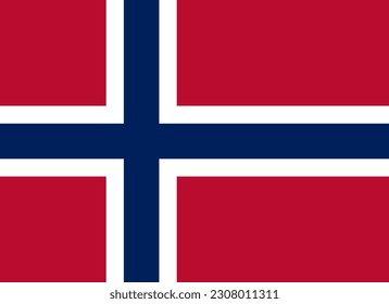 Norway flag, official colors and proportion. Vector illustration.