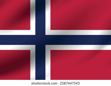 Norway flag official colors and proportion digital vector illustration. Pleated flag.