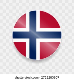 Norwegische Flagge auf Knopfglas
