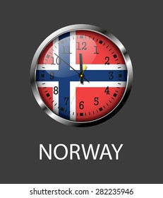 Norway flag on clock face - vector icon