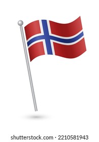 Norway flag on pole waving in the wind vector illustration