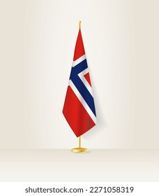 Bandera de Noruega en un puesto de bandera. Ilustración vectorial.