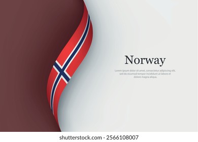 Norway flag on Waving ribbon. Template for independence day
