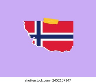 Textura de papel de la bandera de Noruega, elemento de una sola pieza, diseño de Vector, bandera de Noruega pegada en la pared, decoración o idea de celebración