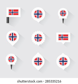norway flag and pins for infographic, and map design
