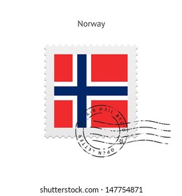 Norway Flag Postage Stamp on white background. Vector illustration.