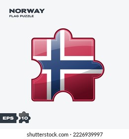 Piezas de rompecabezas de la bandera de Noruega. ilustración vectorial aislada en fondo blanco