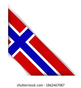 Norway flag. Realistic flag of Norway. Corner tape. Isolate on a white background. 