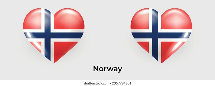 Indicador de Noruega gráfico de icono de corazón realista