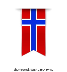 Norway flag. Realistic flag of Norway. Vertical banner. Isolate on a white background. 