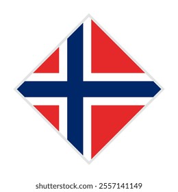 norway flag - rhombus shape icon on white background	