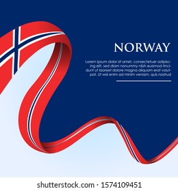 Norway flag in ribbon shape. template for independence day poster design. vector illustration EPS 10