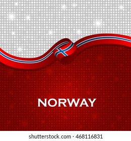 Norway Flag Ribbon Shiny Particle Style. Vector Illustration