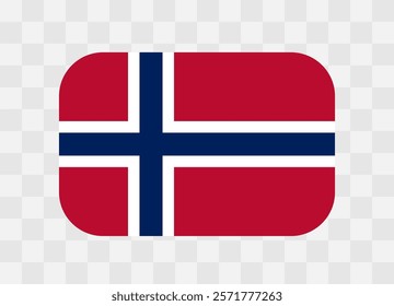 Norway flag - rounded rectangle colorful flag representing a country cultural identity and heritage. The essence of national pride and unity. Vector flag on transparent background.