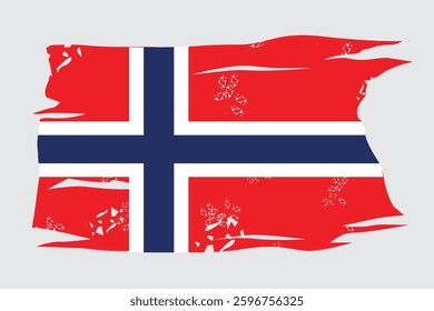 norway flag with rustic touch and torn shapes, vector illustration