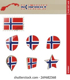 Norway Flag Set, Flag Set #26. Vector.