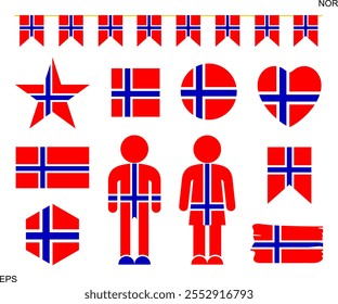 Bandeira norueguesa. Bandeira isolada da Noruega sobre fundo branco