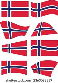 Paquete de gráficos vectoriales de las formas de la bandera de Noruega