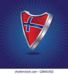 Norway Flag Shield EPS 8 vector, grouped for easy editing. No open shapes or paths.
