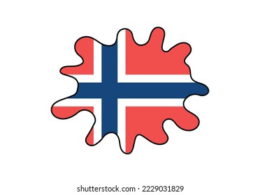 Norway flag in splash shape.Vector Norway symbol.