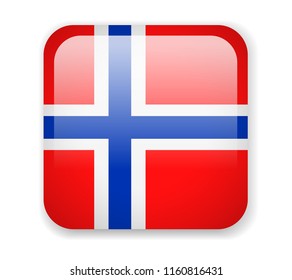 Norway Flag. Square bright Icon. Vector Illustration