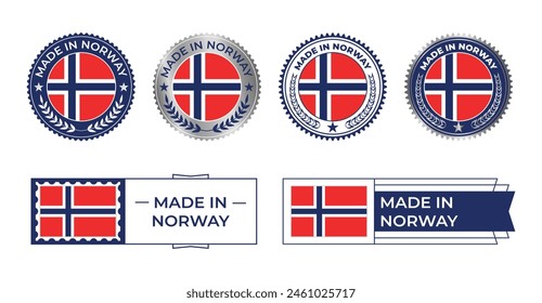 Norway Flag, Norway Flag Stamp, Made in Norway. Norway Verified, Country Flag Stamp, Verified, Certified, Made in, Tag, Seal, Stamp, Silver, Flag, Icon vector.