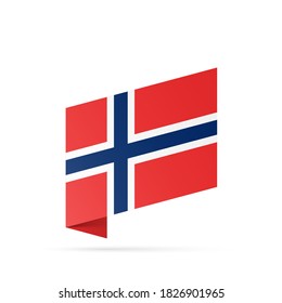 Norwegisches Flaggenstaatsymbol einzeln auf nationalem Hintergrund. Grußkarte Nationaler Unabhängigkeitstag des Königreichs Norwegen. Illustrationsbanner mit realistischer Staatsflagge.