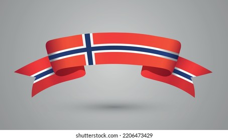 Norway Flag Symbol.Ribbon With Flag Of Norway.