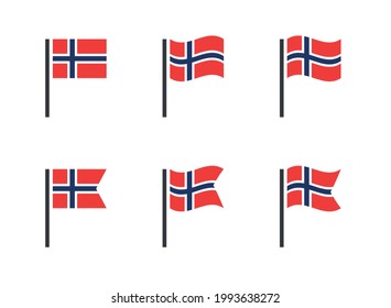 Norway flag symbols set, national flag icons of Kingdom of Norway