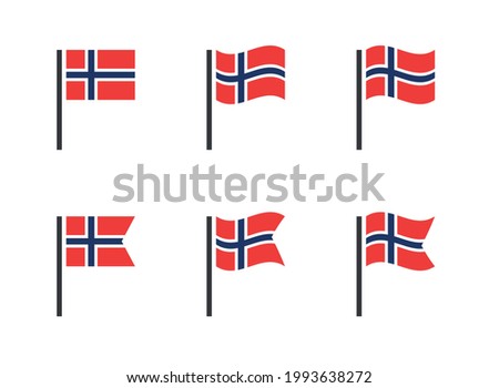 Norway flag symbols set, national flag icons of Kingdom of Norway