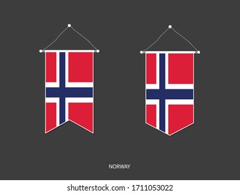 Norway flag in various shape, Soccer Flag Pennant Vector ,Vector illustration.