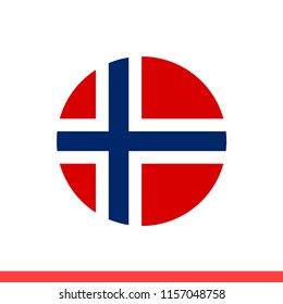 Norway flag vector icon, circle design for web or mobile app