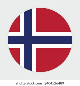 Norway flag vector icon design. Norway circle flag. Round of Norway flag.