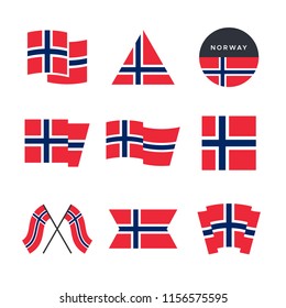 Norway flag vector icons and logo design graphics with the Norwegian flag