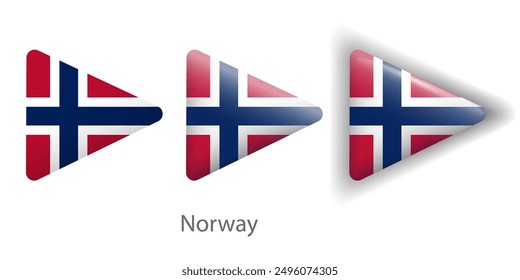 Norwegische Flagge, Vektorsymbole in Form eines abgerundeten Dreiecks