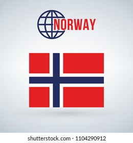 Norway Flag vector illustration isolated on modern background with shadow.