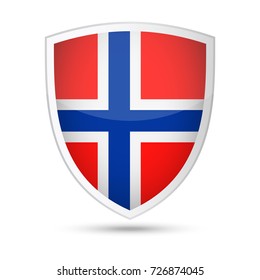 Norway Flag Vector Shield Icon - Illustration