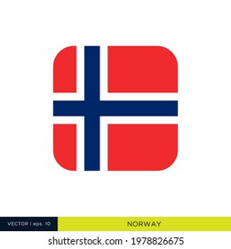 Norway Flag Vector Stock Illustration Design Template. Rounded Square Shape.