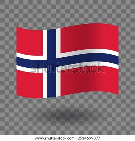 Norway flag vector. Norway wavy flag isolated transparent background. National flag of Norway symbol icon. EPS 10