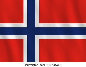 Norway flag with waving effect, official proportion.