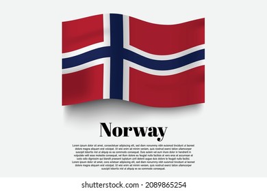 Norway flag waving form on gray background. Vector illustration.
