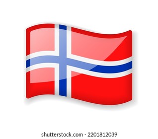 Norway flag - Wavy flag bright glossy icon isolated on white background