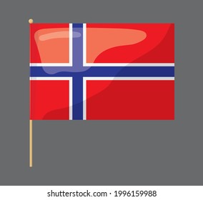 Norway flag..Flag on a gray background. Art style.