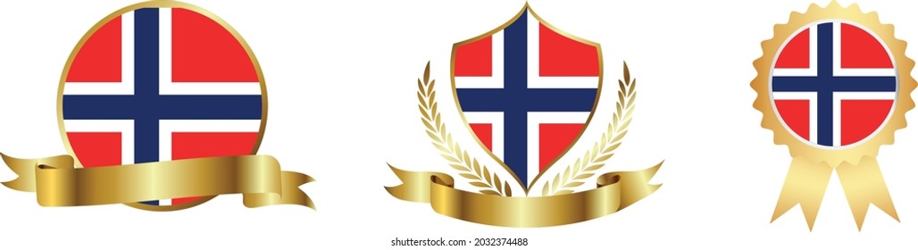 Norway flags. Symbols of countries map