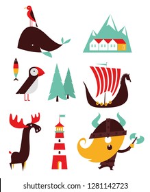 Norway flat vector simple travel style illustration